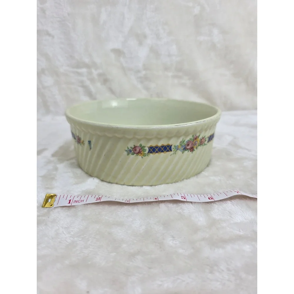 Hall's Superior Kitchenware Floral‎ Swirl Round Baking Dish Made in USA
